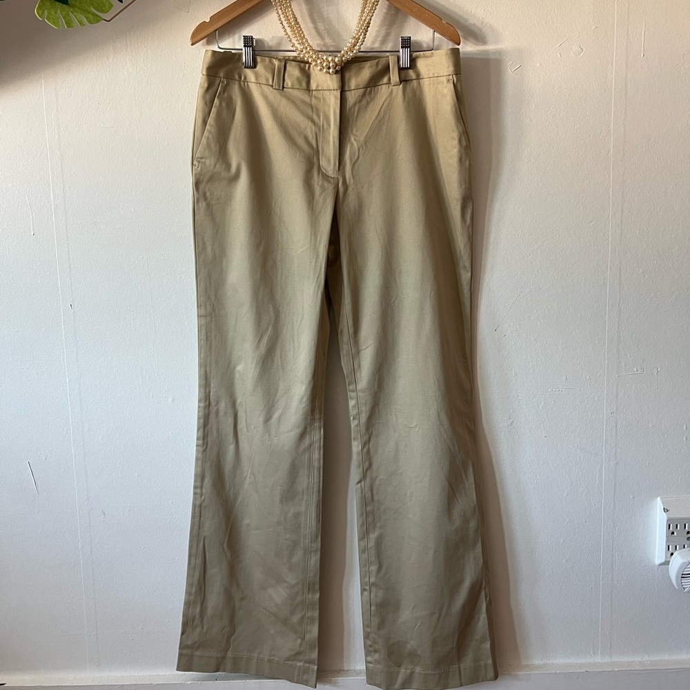 NWT Joe Fresh tan bootcut pants sz 8 polished pockets belt loops sateen finish